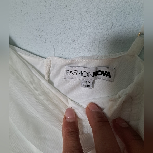 Fashion Nova White Ruched Dress - Picture 5 of 8